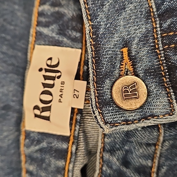 💕ROUJE💕 Raw Hem High Rise Button Fly Ankle Jeans ~ Blue 27 - Picture 8 of 10